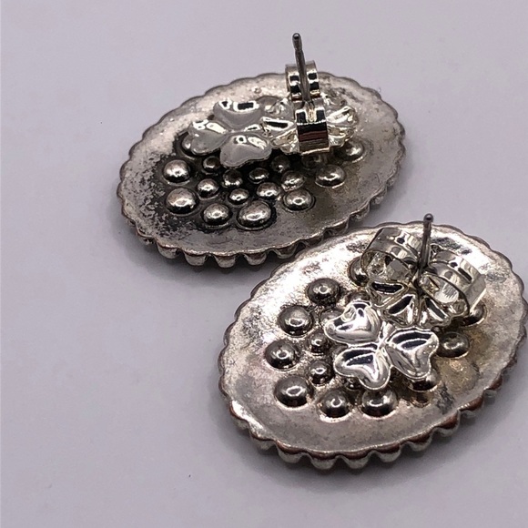 Crystal Rhinestone Large Oval Earrings - Picture 4 of 7